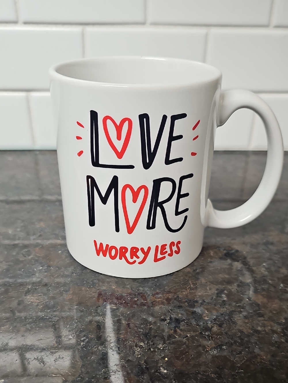 Love More Worry Less White Ceramic Mug